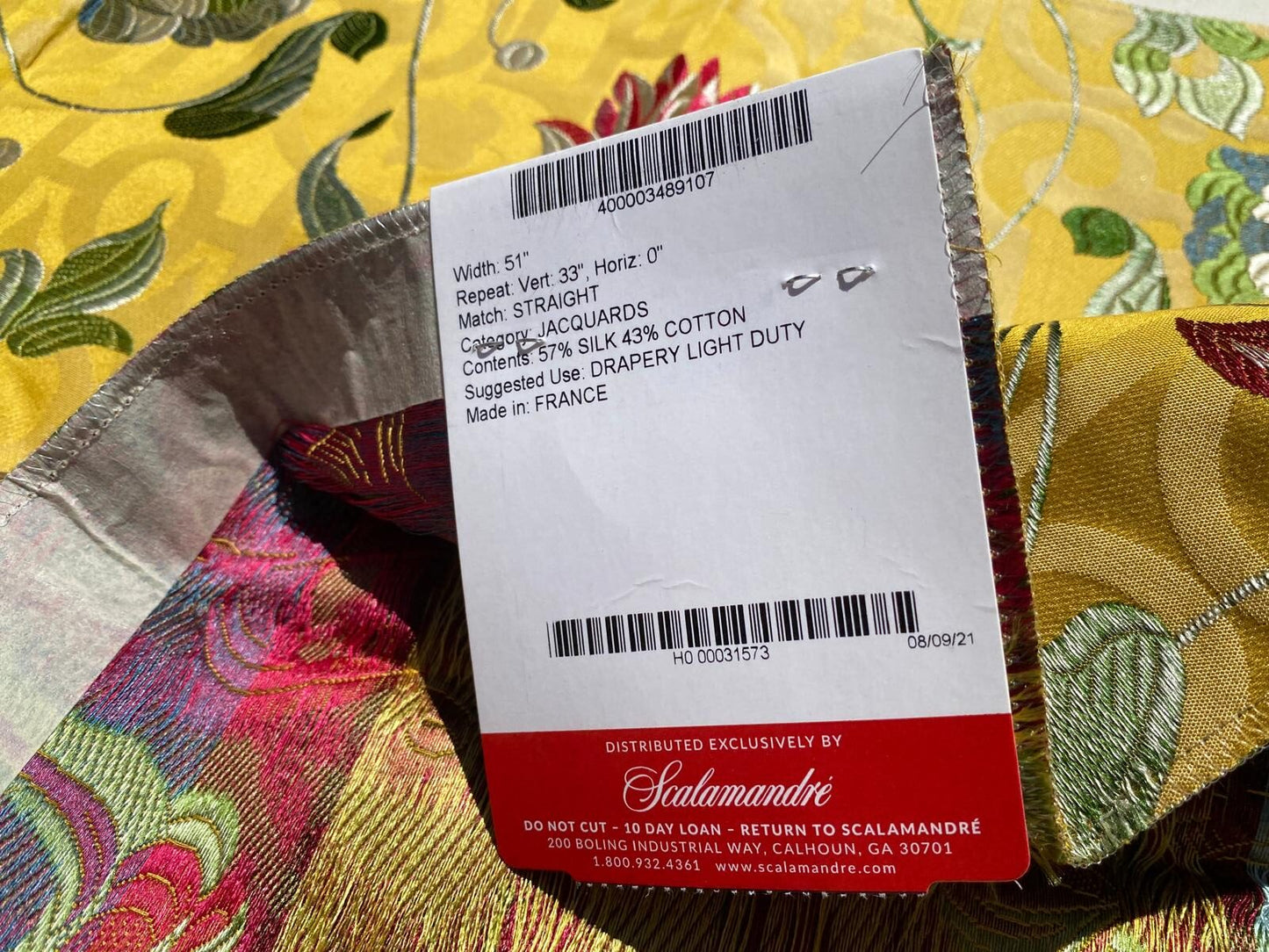 Tassinari and Chatel Scalamandre Paiva Jaune Yellow Floral Historic MSRP USD 2094/y  Special Order