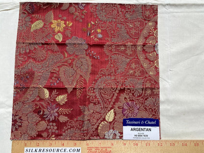 Tassinari and Chatel Scalamandre Argentan Rouge Red Lampas Floral Historic Large Pattern MSRP USD 952/y  Special Order