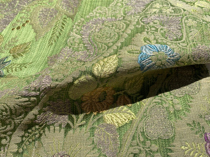 Tassinari and Chatel Scalamandre Argentan Vert Green Lampas Floral Historic Large Pattern MSRP USD 952/y  Special Order