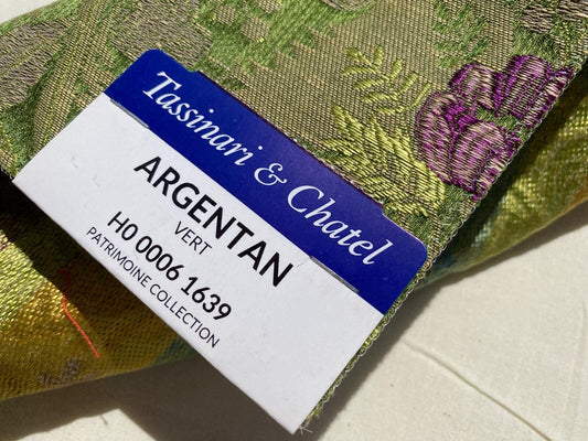 Tassinari and Chatel Scalamandre Argentan Vert Green Lampas Floral Historic Large Pattern MSRP USD 952/y  Special Order