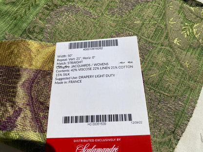 Tassinari and Chatel Scalamandre Argentan Vert Green Lampas Floral Historic Large Pattern MSRP USD 952/y  Special Order