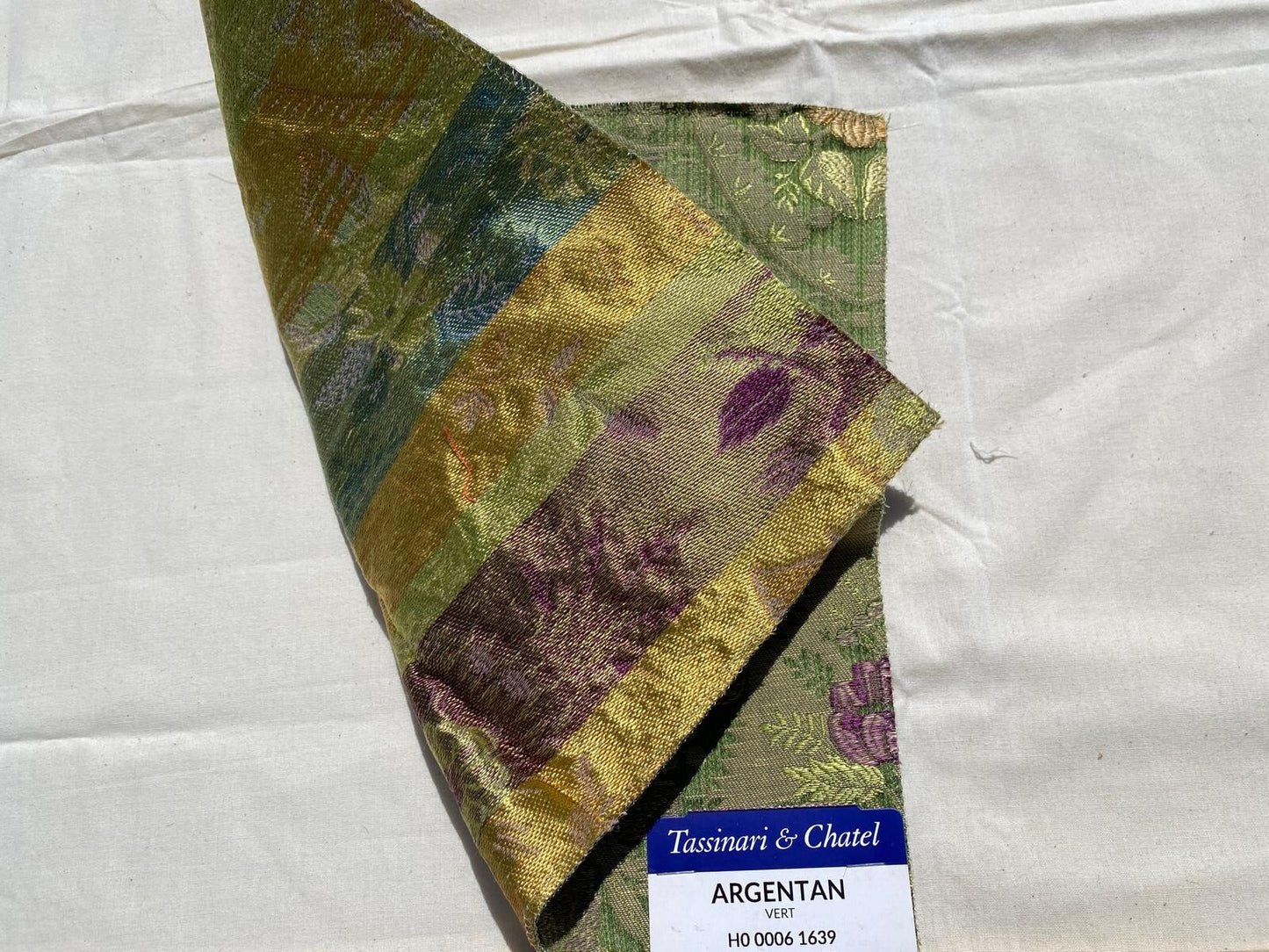 Tassinari and Chatel Scalamandre Argentan Vert Green Lampas Floral Historic Large Pattern MSRP USD 952/y  Special Order