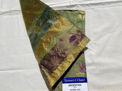 Tassinari and Chatel Scalamandre Argentan Vert Green Lampas Floral Historic Large Pattern MSRP USD 952/y  Special Order