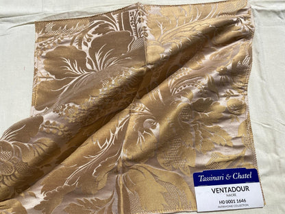 Tassinari and Chatel Scalamandre Ventadour Nacre Brown Silk Damask Floral Historic Renaissance MSRP USD 1794/y  Special Order