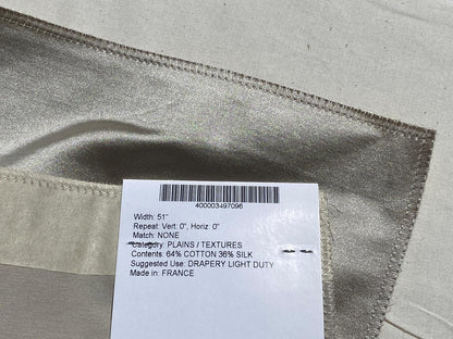 Tassinari and Chatel Scalamandre Emotion Argent Gray Silk Satin Plain Solid MSRP USD 1392/y Special Order