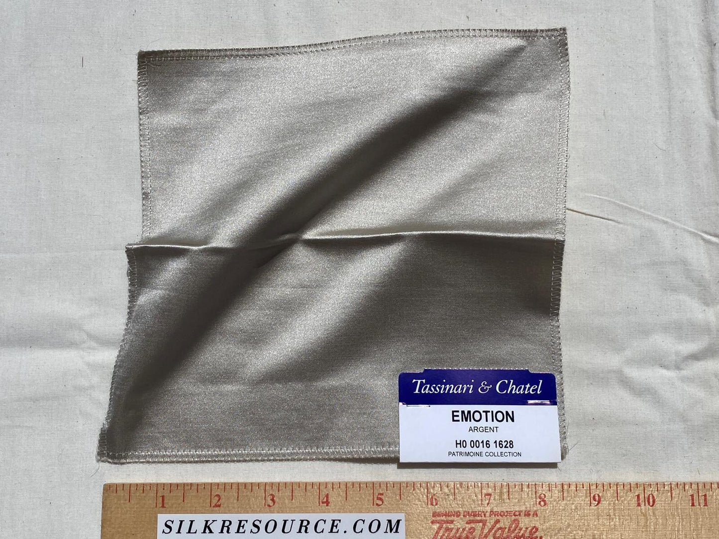 Tassinari and Chatel Scalamandre Emotion Argent Gray Silk Satin Plain Solid MSRP USD 1392/y Special Order