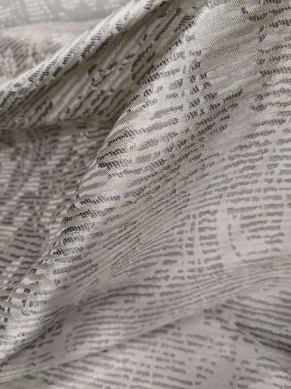 By Yard Filtered Sunray 100% Silk Damask Vine in Pin Stripe Paisley Pewter Tan Strie MSRP USD 275