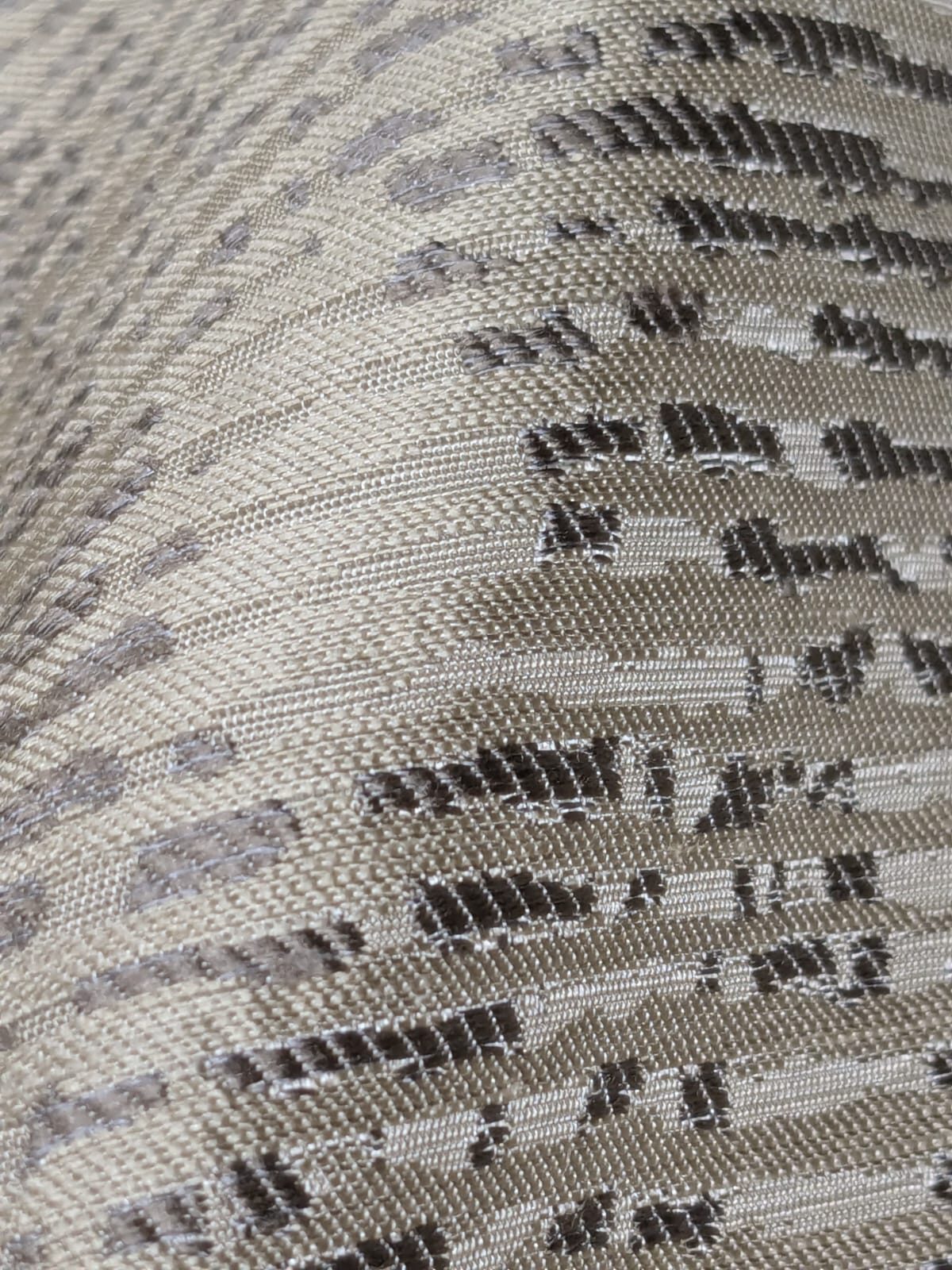 By Yard Filtered Sunray 100% Silk Damask Vine in Pin Stripe Paisley Pewter Tan Strie MSRP USD 275