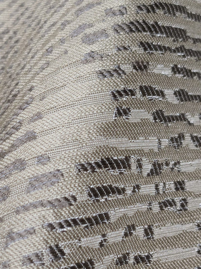 By Yard Filtered Sunray 100% Silk Damask Vine in Pin Stripe Paisley Pewter Tan Strie MSRP USD 275