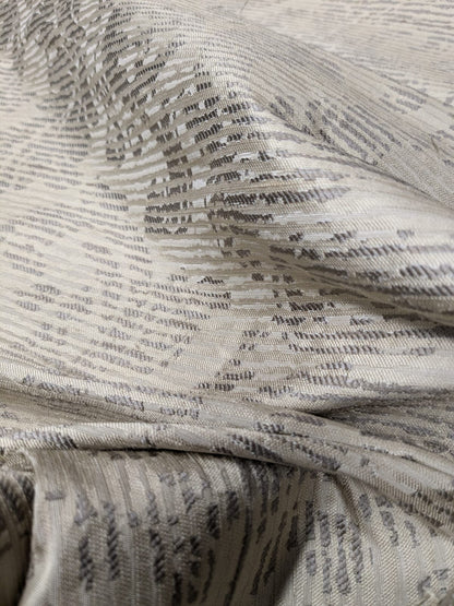 By Yard Filtered Sunray 100% Silk Damask Vine in Pin Stripe Paisley Pewter Tan Strie MSRP USD 275