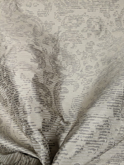 By Yard Filtered Sunray 100% Silk Damask Vine in Pin Stripe Paisley Pewter Tan Strie MSRP USD 275