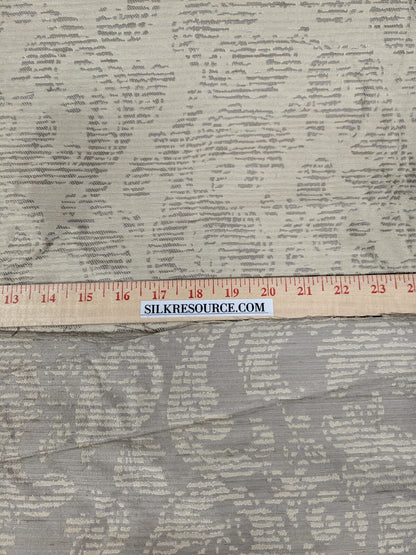 By Yard Filtered Sunray 100% Silk Damask Vine in Pin Stripe Paisley Pewter Tan Strie MSRP USD 275