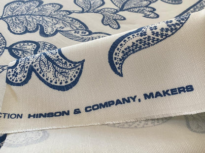 0.4Y Scalamandre Brooke Navy On White Blue Cotton Linen Print Heavy Cotton Linen Jacobean Flower Albert Hadley (Copy)