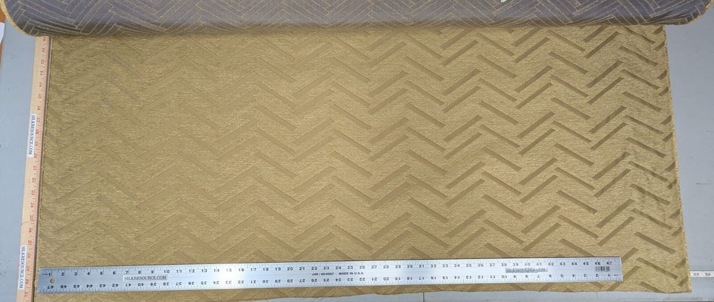 Lee Jofa Nehri Silk Chenille Ochre Herringbone Gold Purple chevron MSRP USD236/y