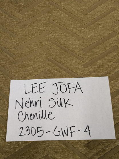 Lee Jofa Nehri Silk Chenille Ochre Herringbone Gold Purple chevron MSRP USD236/y