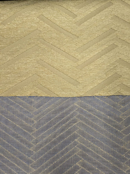 Lee Jofa Nehri Silk Chenille Ochre Herringbone Gold Purple chevron MSRP USD236/y