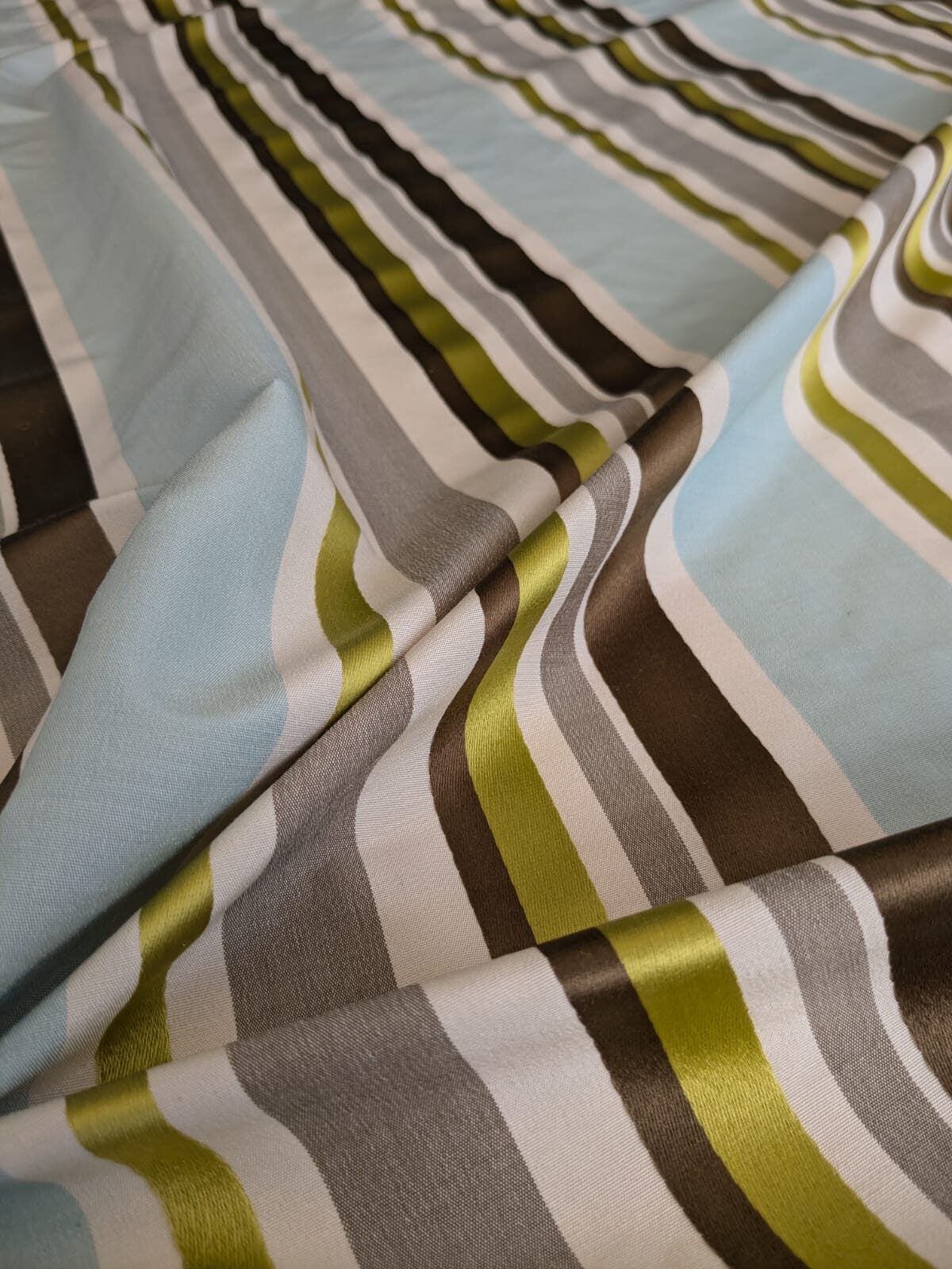 Scalamandre Tango Aqua/Multi Blue Green Rainbow Stripe 100% Silk Jacquard MSRP USD 324/y