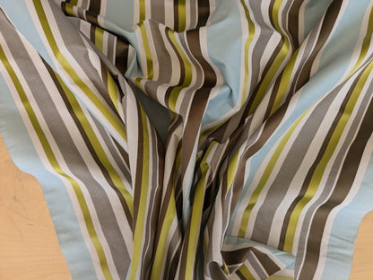 Scalamandre Tango Aqua/Multi Blue Green Rainbow Stripe 100% Silk Jacquard MSRP USD 324/y