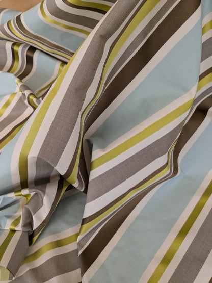 Scalamandre Tango Aqua/Multi Blue Green Rainbow Stripe 100% Silk Jacquard MSRP USD 324/y
