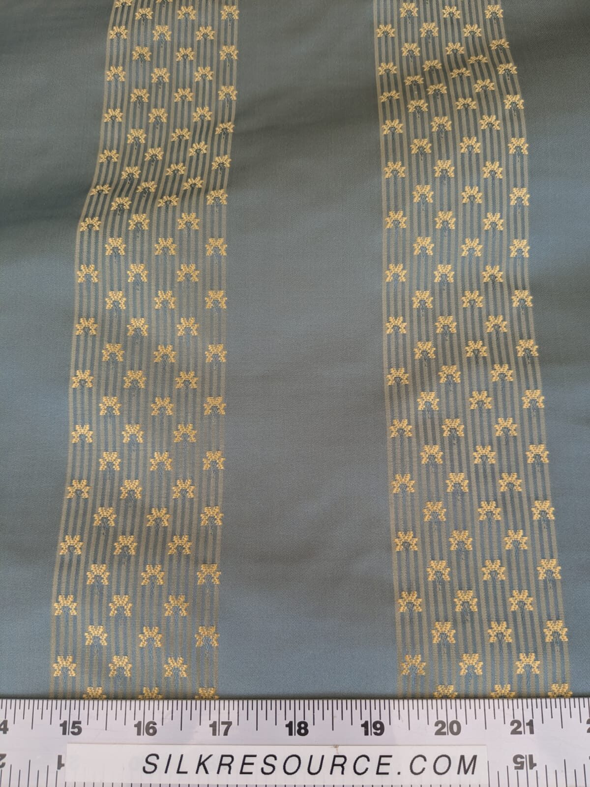 By Yard Scalamandre Caridessa Blue And Gold Yellow Stripe Melodic Silk Jacquard MSRP USD 236/Y