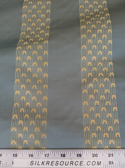 By Yard Scalamandre Caridessa Blue And Gold Yellow Stripe Melodic Silk Jacquard MSRP USD 236/Y