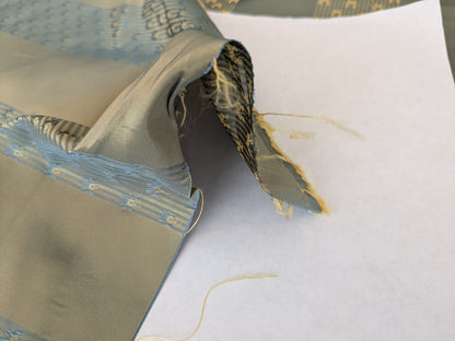 By Yard Scalamandre Caridessa Blue And Gold Yellow Stripe Melodic Silk Jacquard MSRP USD 236/Y