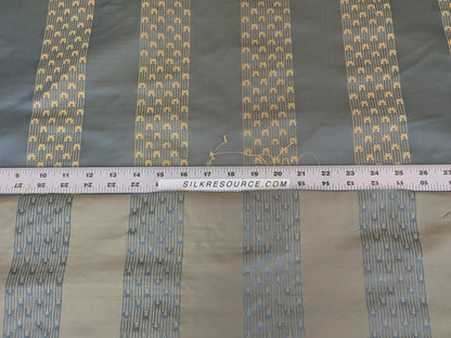 By Yard Scalamandre Caridessa Blue And Gold Yellow Stripe Melodic Silk Jacquard MSRP USD 236/Y
