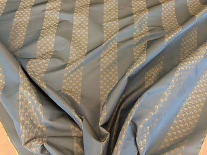 By Yard Scalamandre Caridessa Blue And Gold Yellow Stripe Melodic Silk Jacquard MSRP USD 236/Y