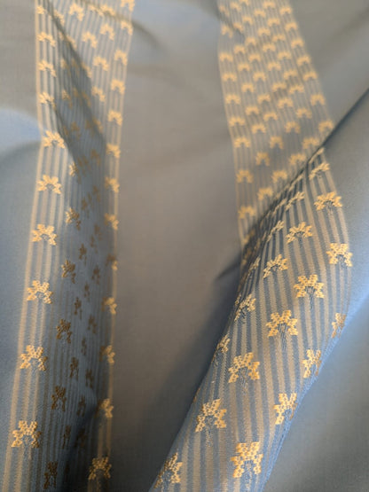 By Yard Scalamandre Caridessa Blue And Gold Yellow Stripe Melodic Silk Jacquard MSRP USD 236/Y