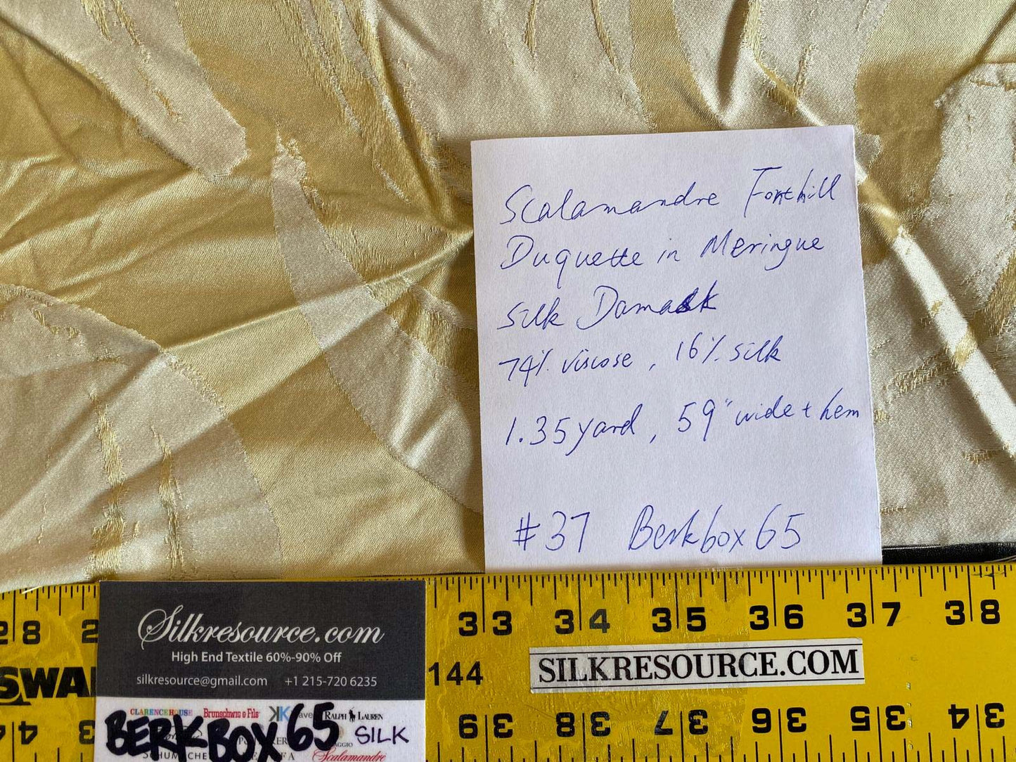 37 Berkbox65 Scalamandre Fonthill Duquette in Meringue Light Banana Yellow 1.35yards x 59"Wide MSRP USD 284/y