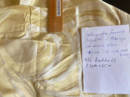 36 Berkbox65 Scalamandre Fonthill Duquette in Meringue Light Banana Yellow 2.3yards x 61"Wide MSRP USD 284/y