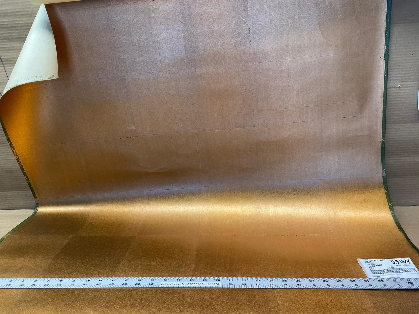 by yard Scalamandre Tea Leaf Copper Handmade Wallpaper Gold Leaf On Rice Paper MSRP USD 464/yard