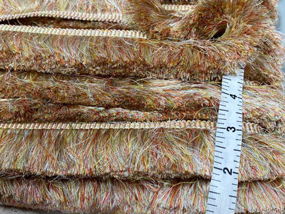 Scalamandre Effile Coupe  Cut Moss Fringe Silk Coral Red Yellow Pale Blue Trim MSRP USD 200+/y