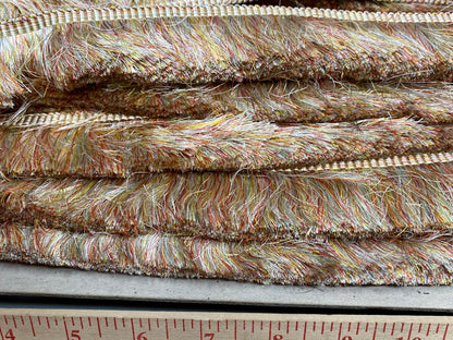 Scalamandre Effile Coupe  Cut Moss Fringe Silk Coral Red Yellow Pale Blue Trim MSRP USD 200+/y