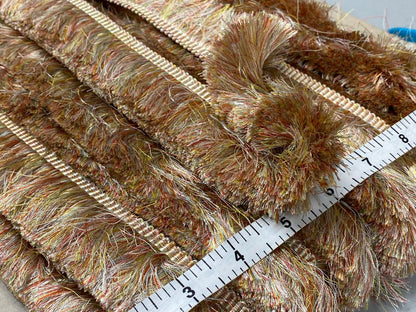 Scalamandre Effile Coupe  Cut Moss Fringe Silk Coral Red Yellow Pale Blue Trim MSRP USD 200+/y