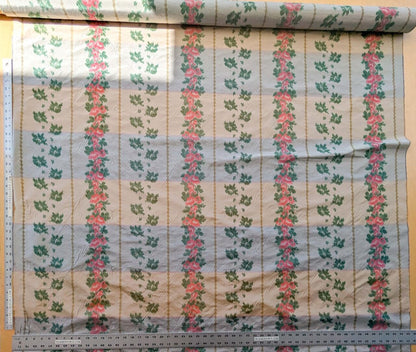 by yard Scalamandre Stripe Art Deco Floral Historical Green Red Light Beige Warp Print