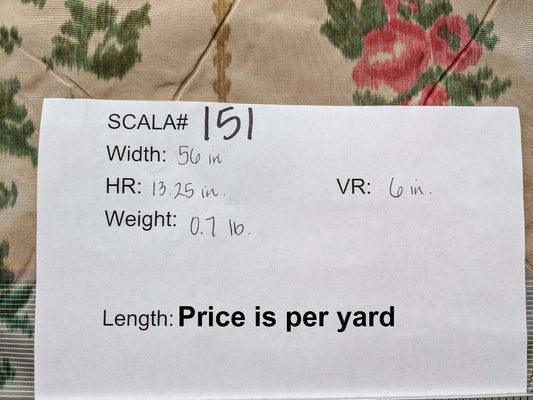 by yard Scalamandre Stripe Art Deco Floral Historical Green Red Light Beige Warp Print