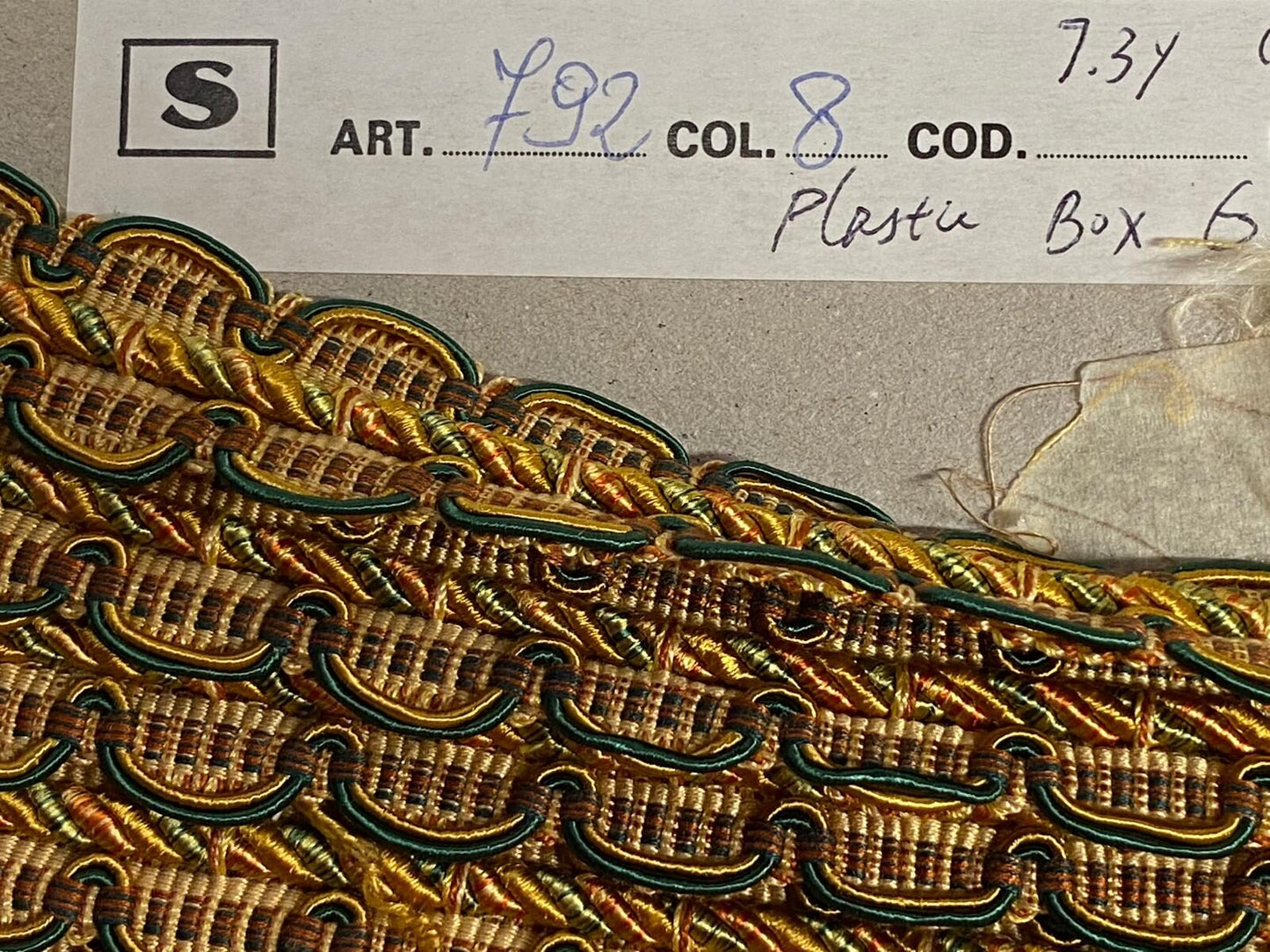 by yard HiEND Italian Tape Gimp Trim Emerald Green Orange Gold 100% Viscose Plastic6