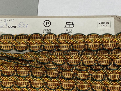 by yard HiEND Italian Tape Gimp Trim Emerald Green Orange Gold 100% Viscose Plastic6