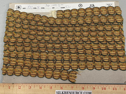 by yard HiEND Italian Tape Gimp Trim Emerald Green Orange Gold 100% Viscose Plastic6