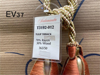Scalamandre Tulip Tieback Pink Green Cream Tassel Rayon Cotton Wood MSRP USD 1,996