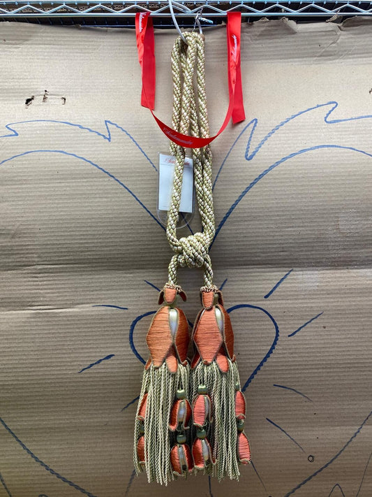 Scalamandre Tulip Tieback Pink Green Cream Tassel Rayon Cotton Wood MSRP USD 1,996