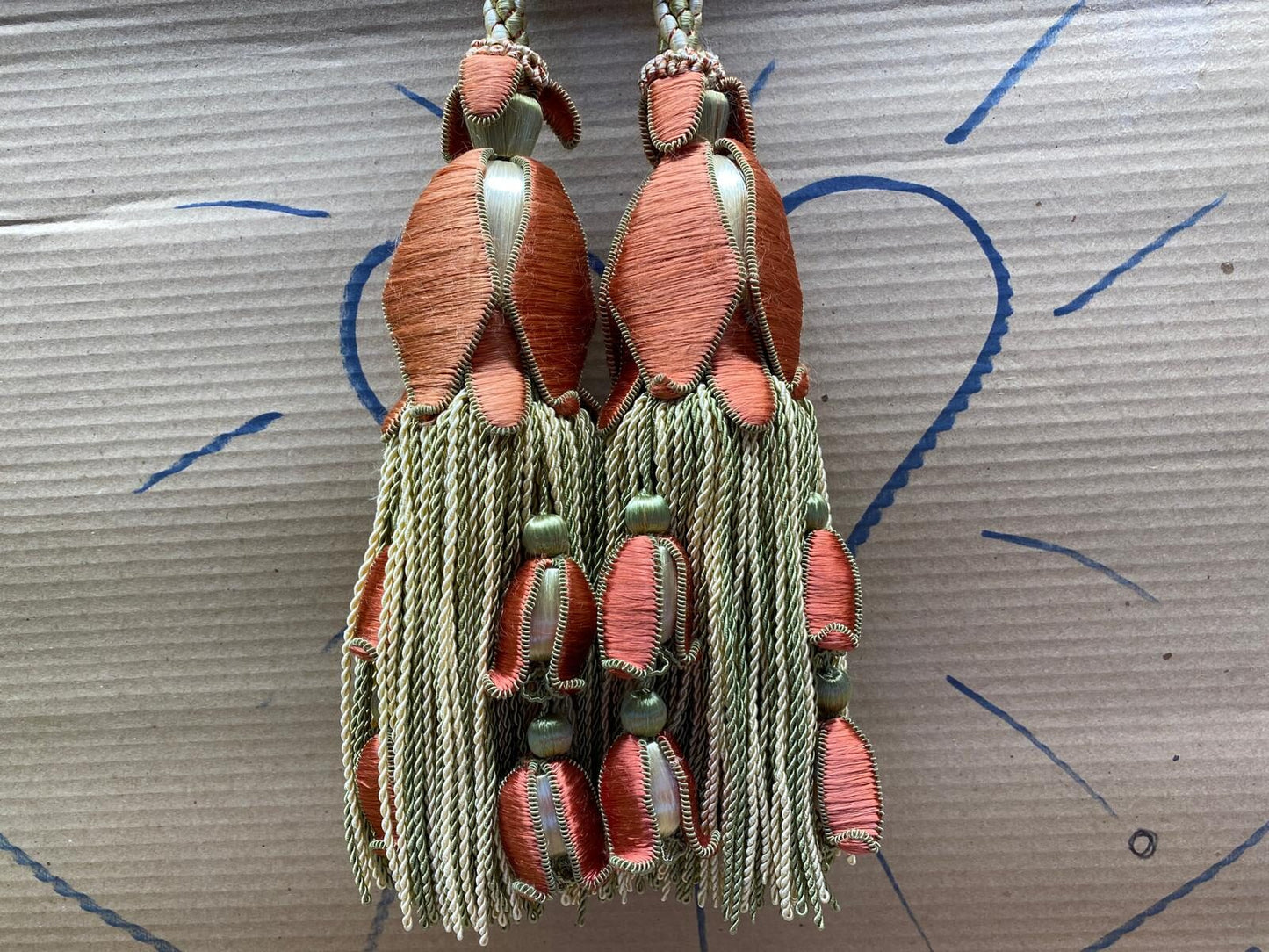 Scalamandre Tulip Tieback Pink Green Cream Tassel Rayon Cotton Wood MSRP USD 1,996