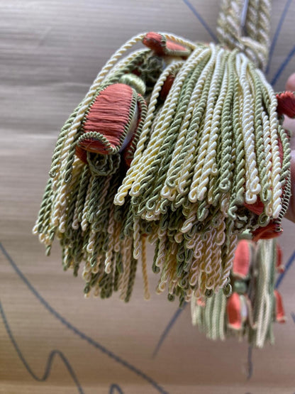 Scalamandre Tulip Tieback Pink Green Cream Tassel Rayon Cotton Wood MSRP USD 1,996