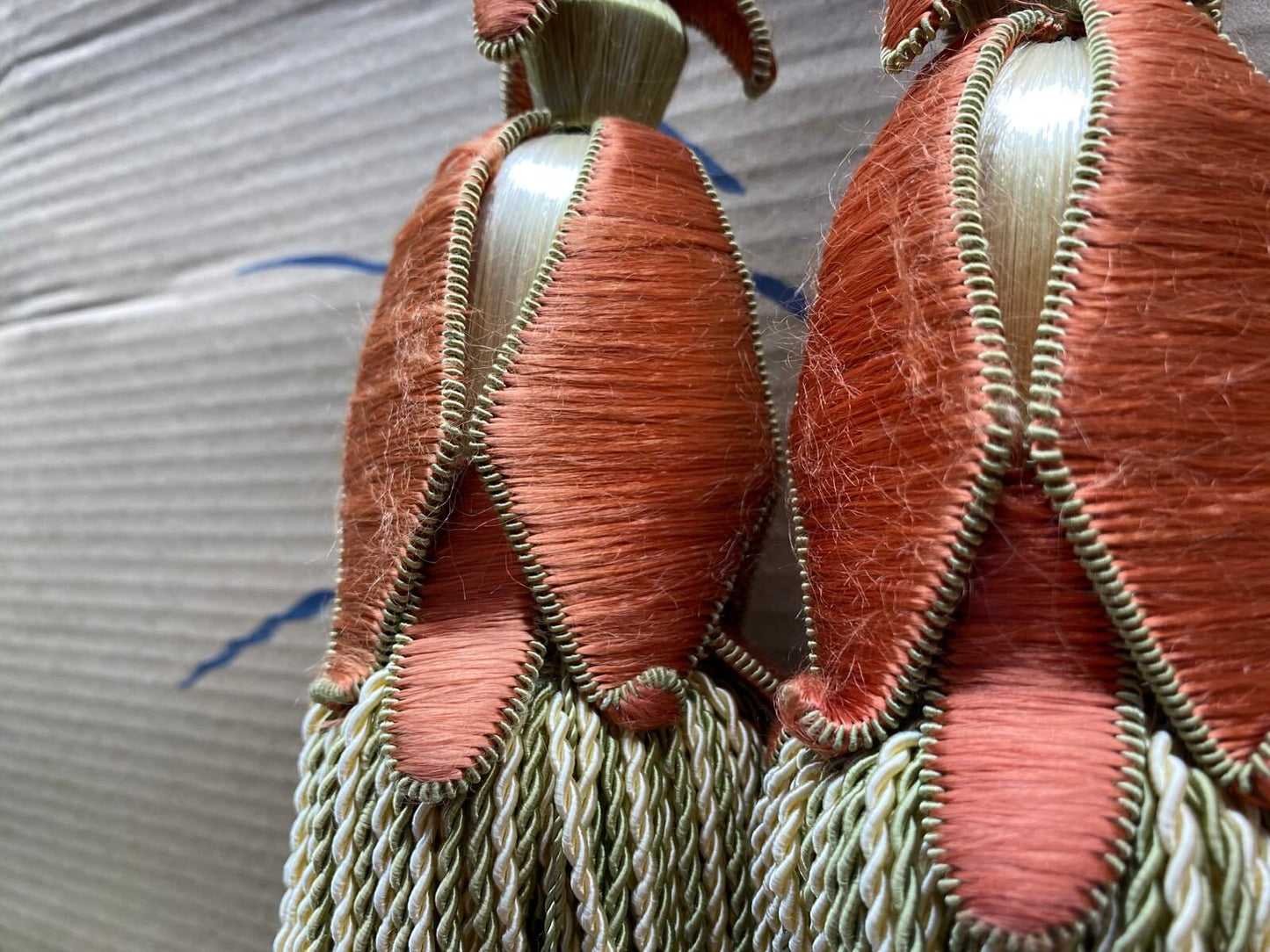 Scalamandre Tulip Tieback Pink Green Cream Tassel Rayon Cotton Wood MSRP USD 1,996