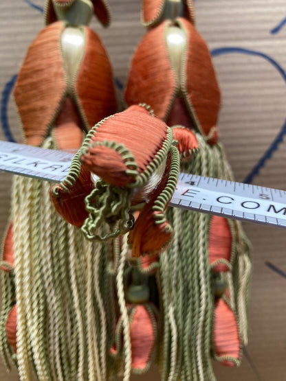 Scalamandre Tulip Tieback Pink Green Cream Tassel Rayon Cotton Wood MSRP USD 1,996