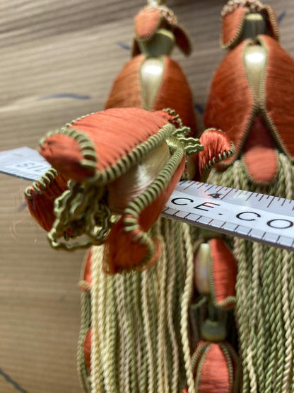 Scalamandre Tulip Tieback Pink Green Cream Tassel Rayon Cotton Wood MSRP USD 1,996