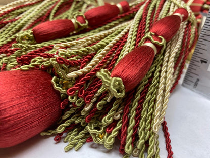 Scalamandre Hampton Court Tieback Red Green Cream Tassel MSRP USD 1058