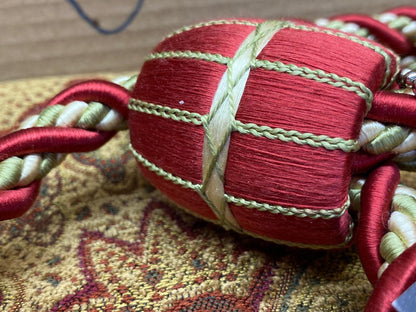 Scalamandre Hampton Court Tieback Red Green Cream Tassel MSRP USD 1058
