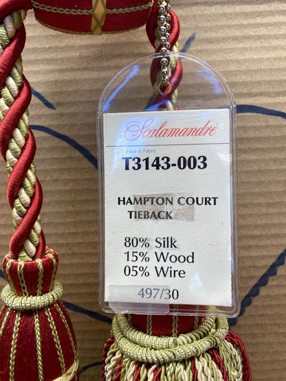 Scalamandre Hampton Court Tieback Red Green Cream Tassel MSRP USD 1058